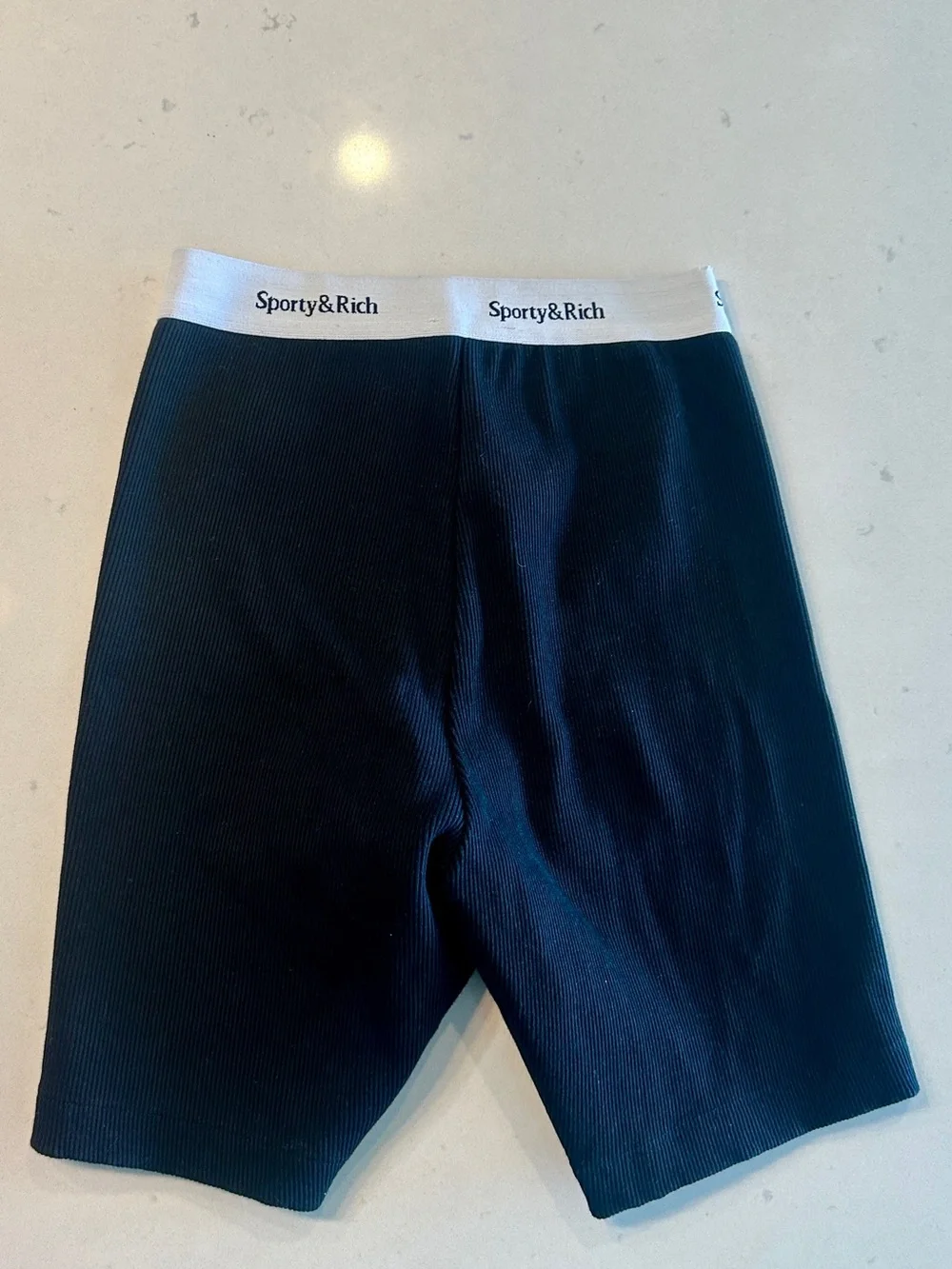SPORTY & RICH SERIF LOGO RIBBED BIKER SHORTS - Picture 6 of 6